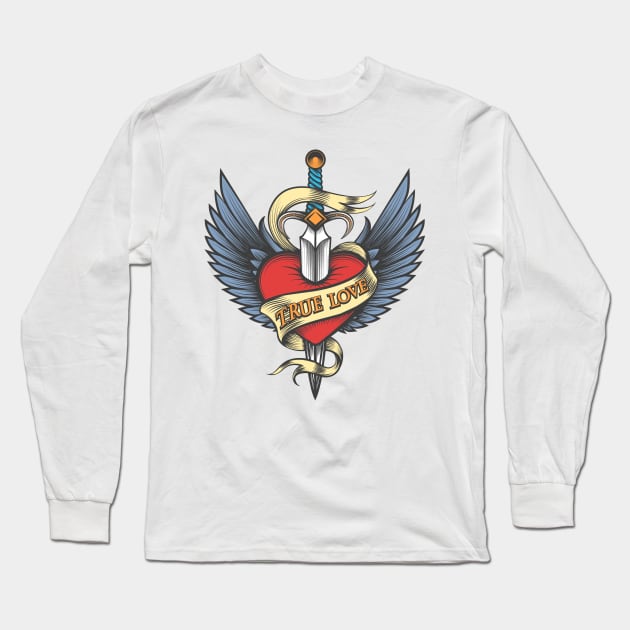 Winged heart pierced by dagger Long Sleeve T-Shirt by devaleta